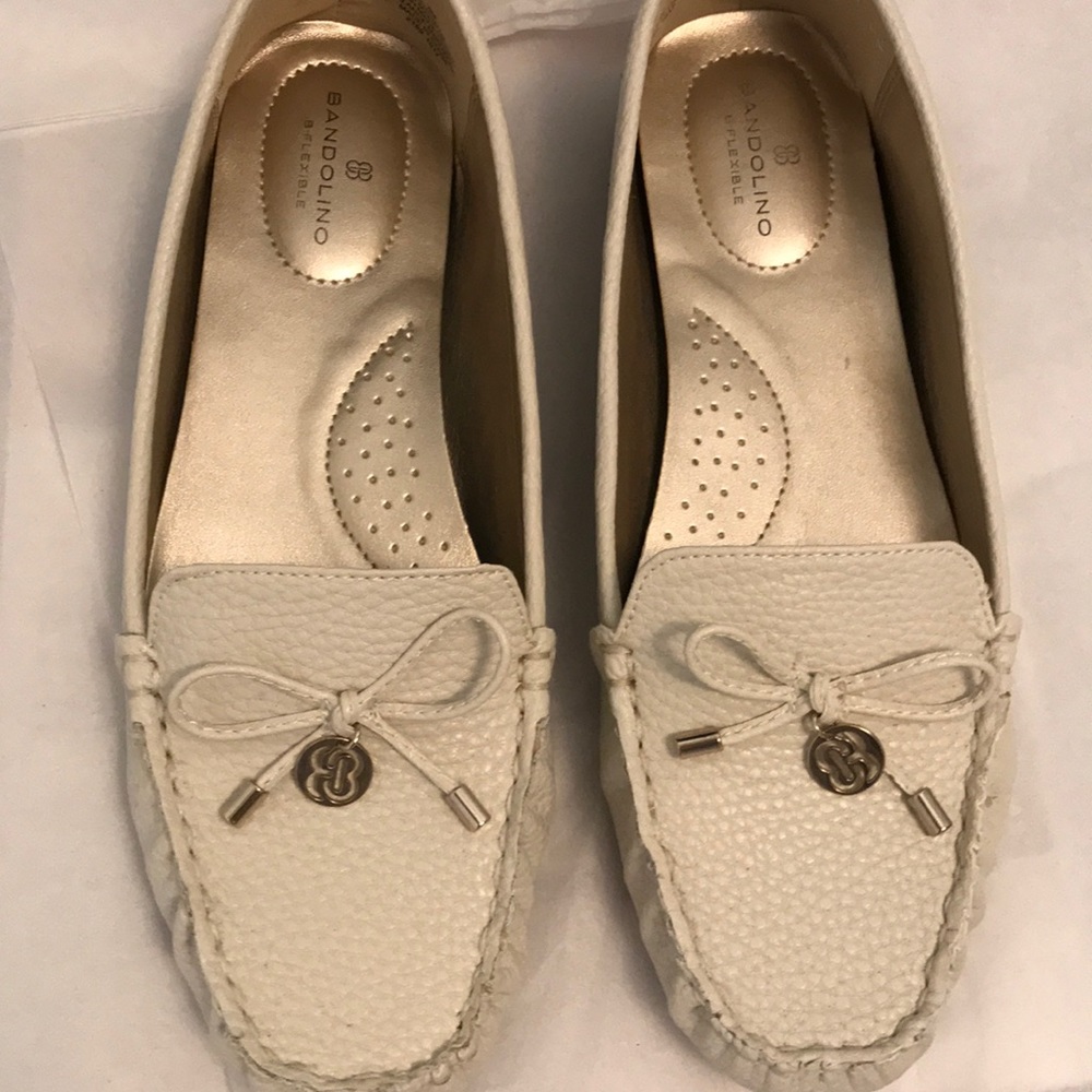 Off white pebble textured slip ons 8M